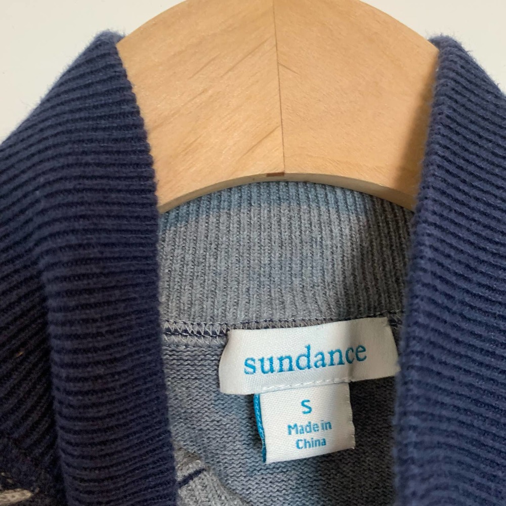 Sundance Mens Long Sleeve Sweater Shirt Size Small Navy Blue Button - Picture 12 of 15
